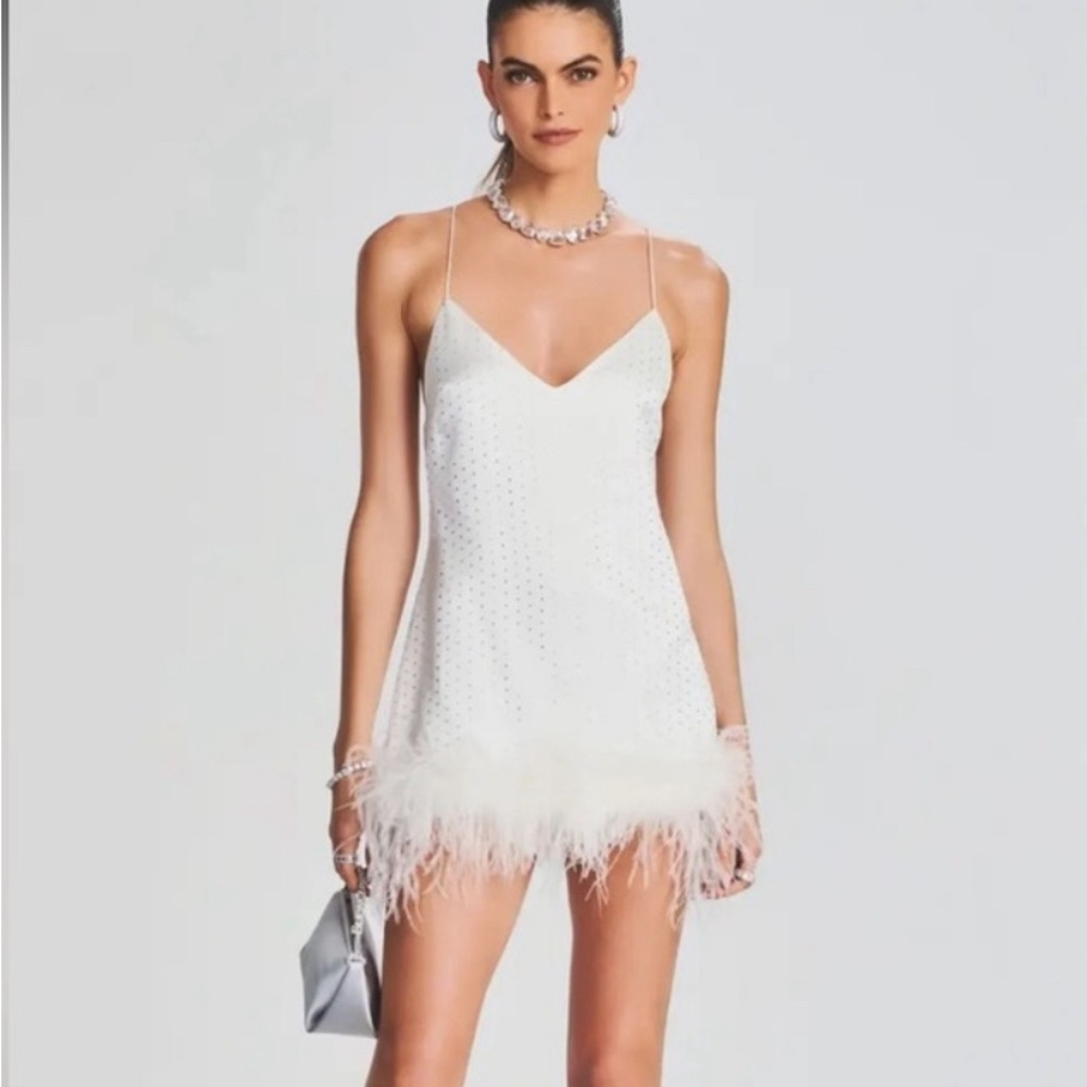 Susana Retrofete feather white with silver dress size S